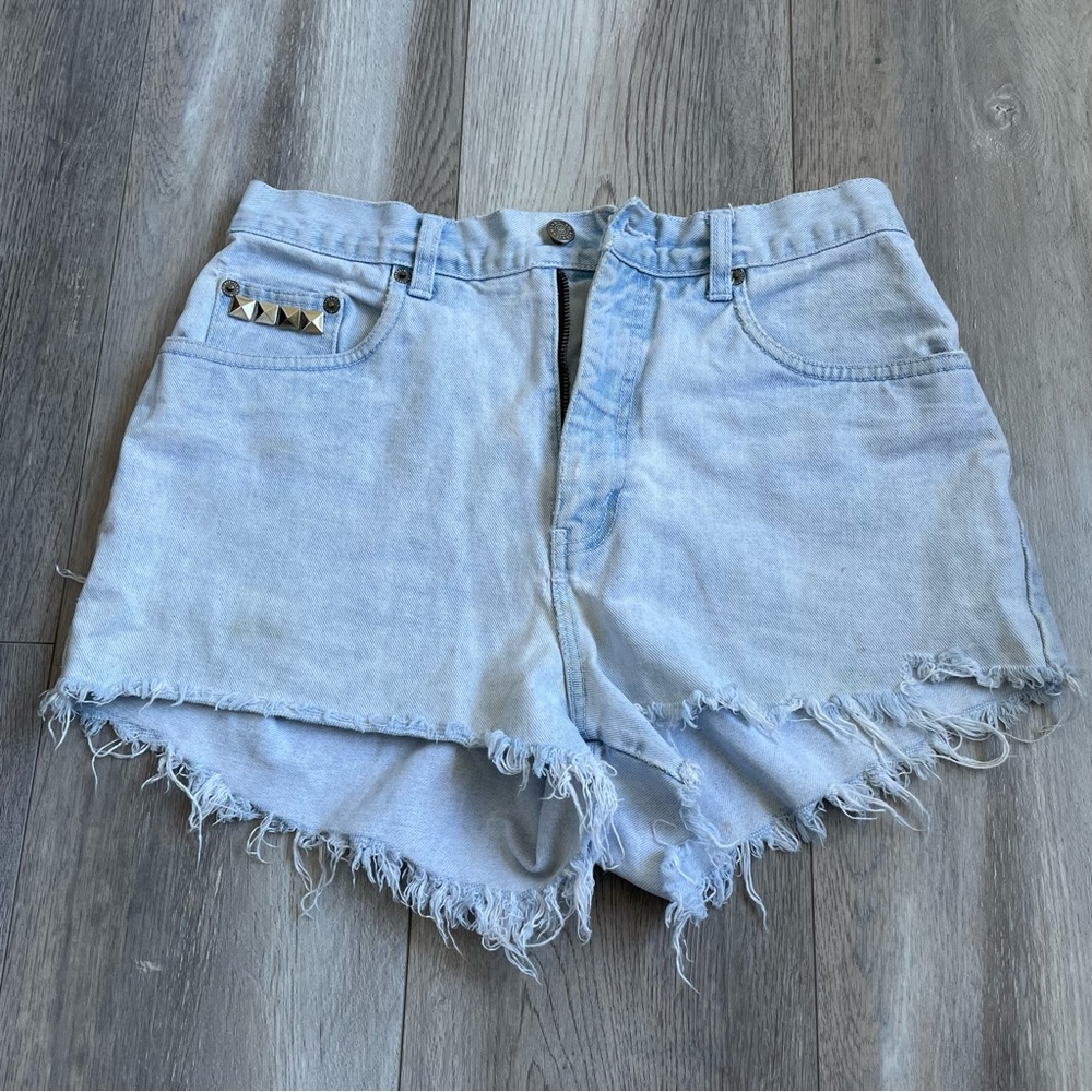 VINTAGE Distressed Light Wash Jean Shorts